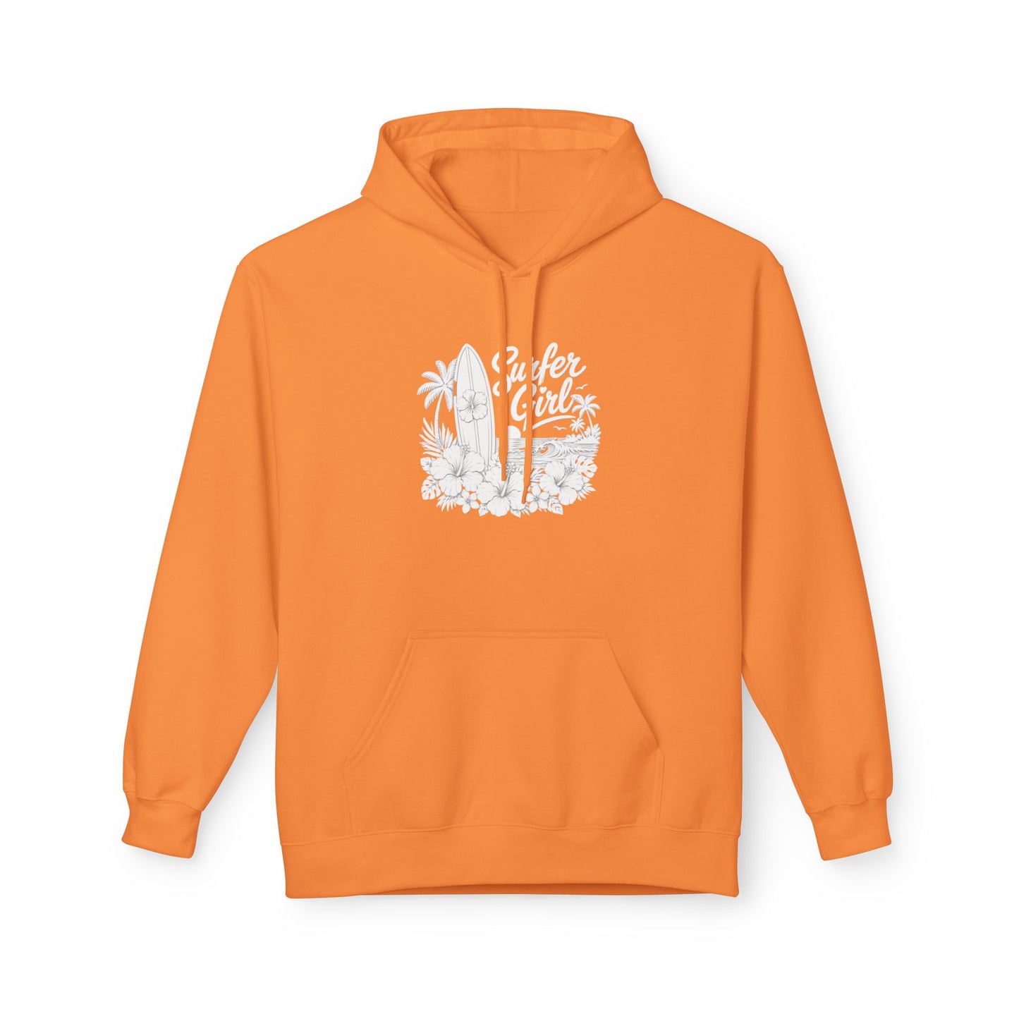 Surf Sketch Hoodie — Minimal Beach Palm Line Art Sweatshirt