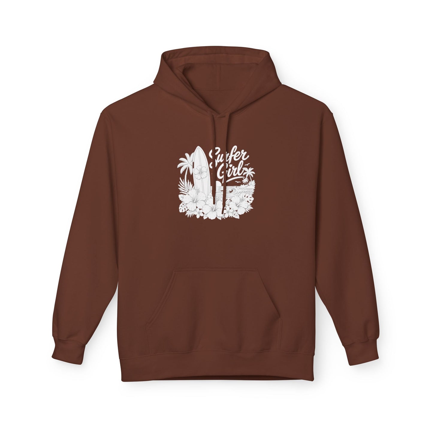 Surf Sketch Hoodie — Minimal Beach Palm Line Art Sweatshirt