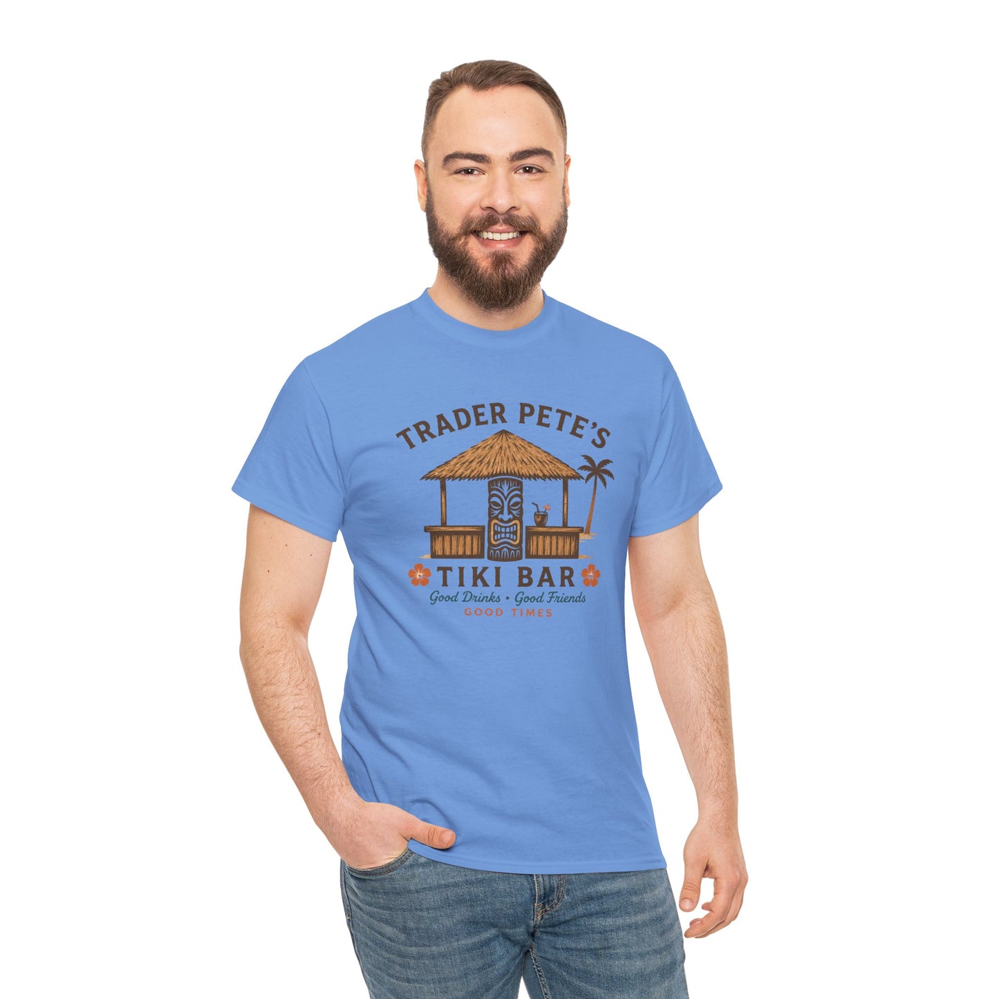 Trader Pete's Tiki Bar Tee — Retro Tropical Vacation Shirt
