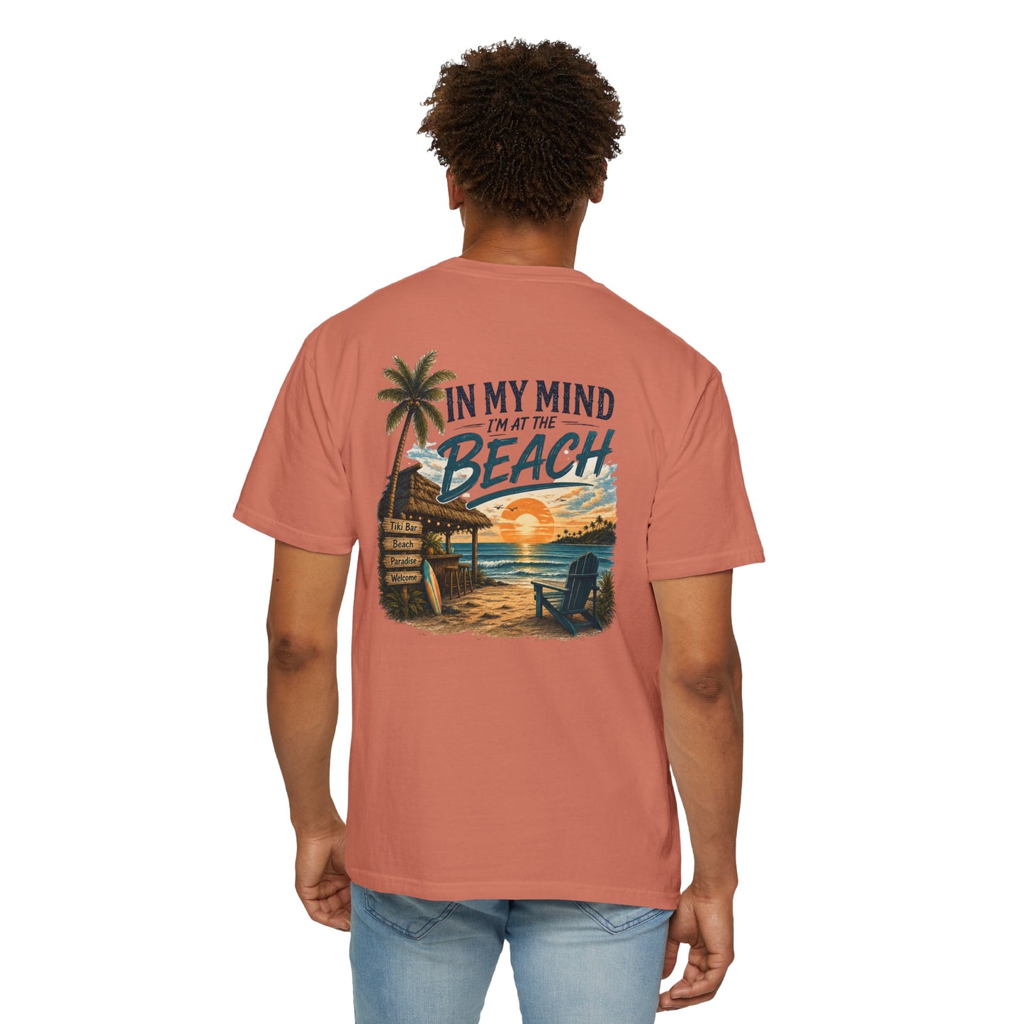 Beach Sunset T-Shirt — "In My Mind I'm at the Beach" Vintage Coastal Tee