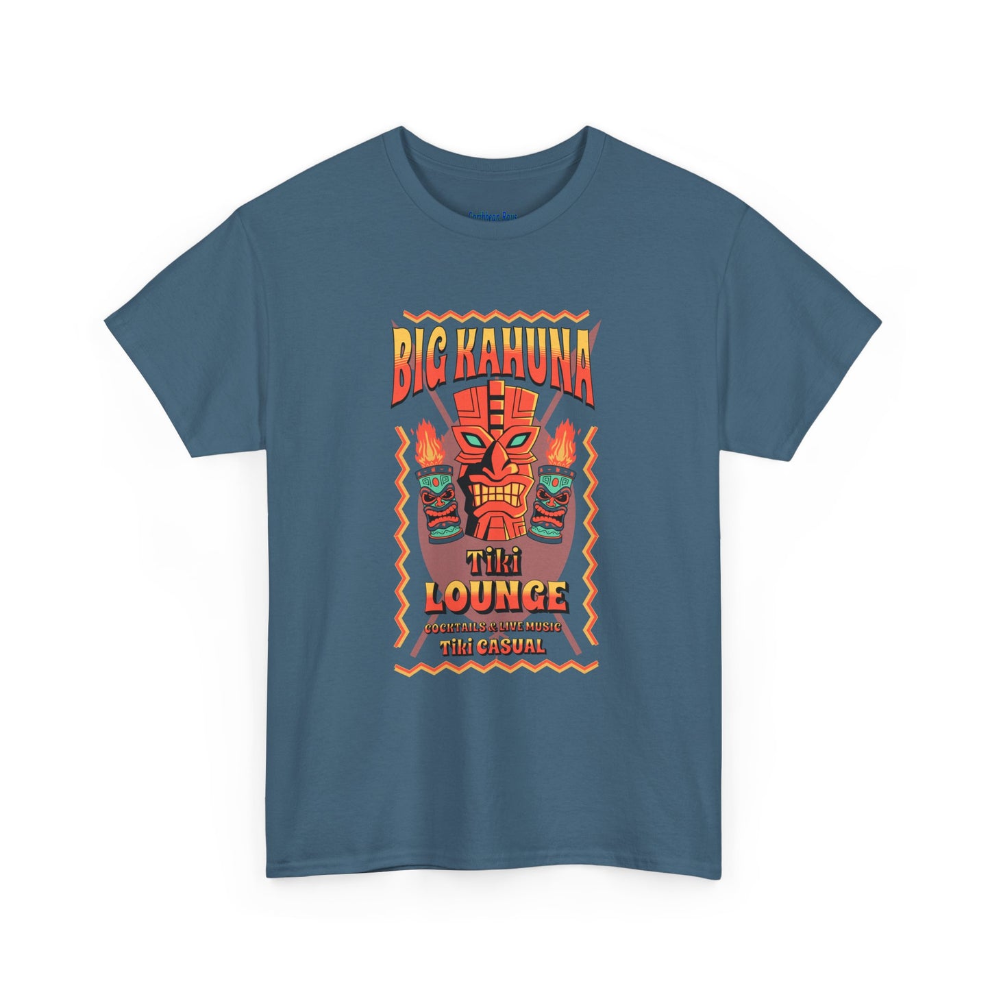 Big Kahuna Tiki Lounge Tee – Heavy Cotton Graphic Unisex T-Shirt on Caribbean Rays