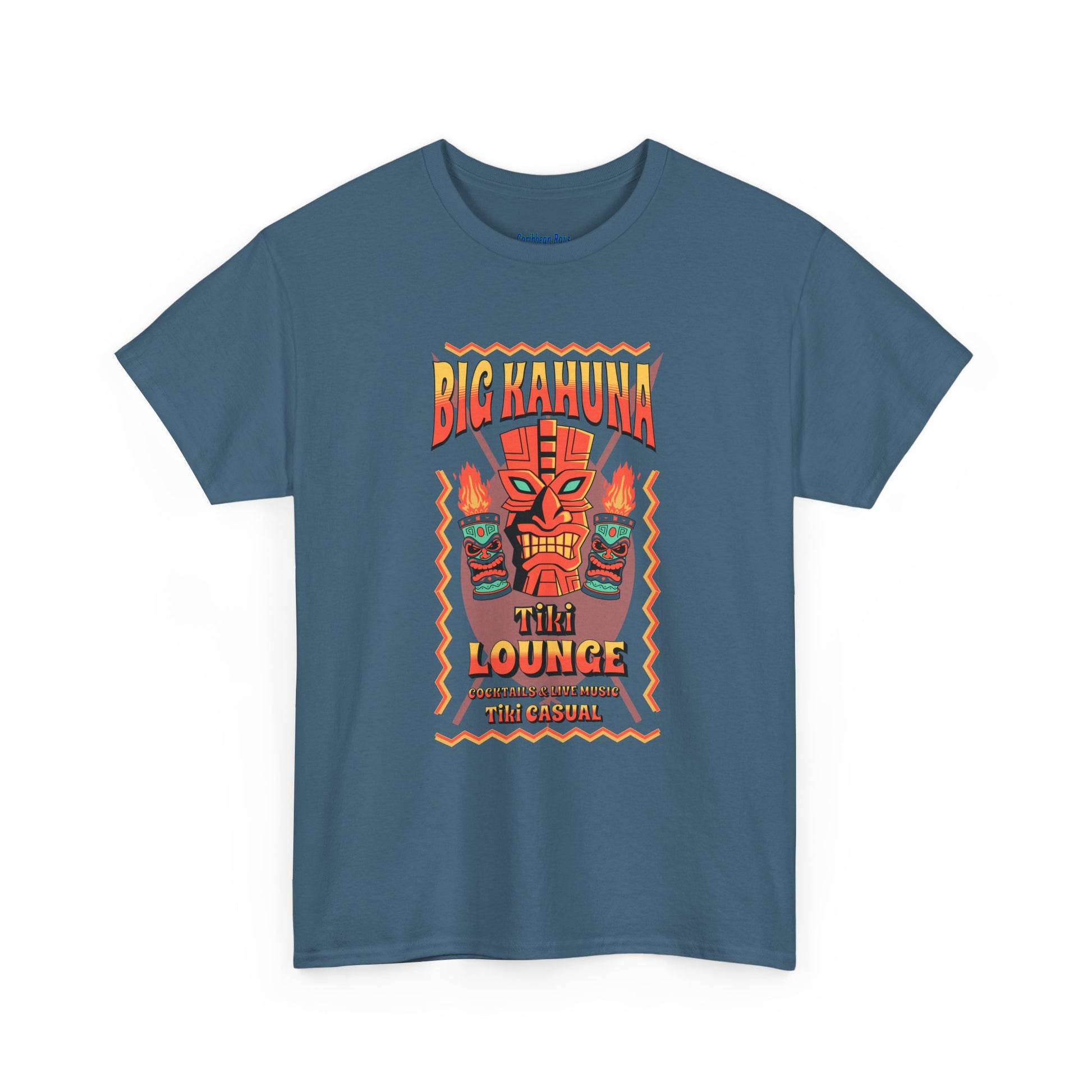 Big Kahuna Tiki Lounge Tee – Heavy Cotton Graphic Unisex T-Shirt on Caribbean Rays