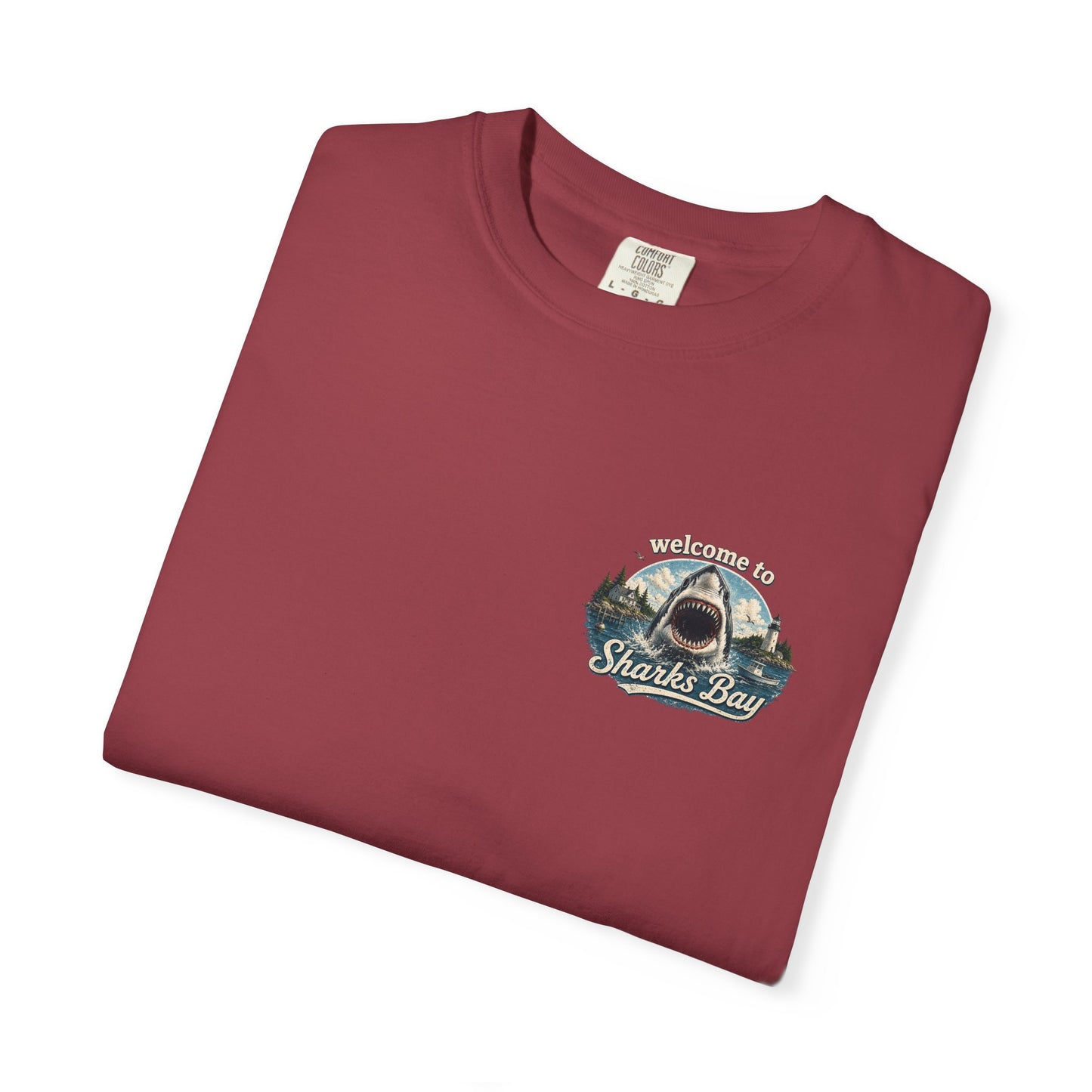 Sharks Bay T-Shirt — "Welcome to Sharks Bay" Vintage Shark Graphic Tee