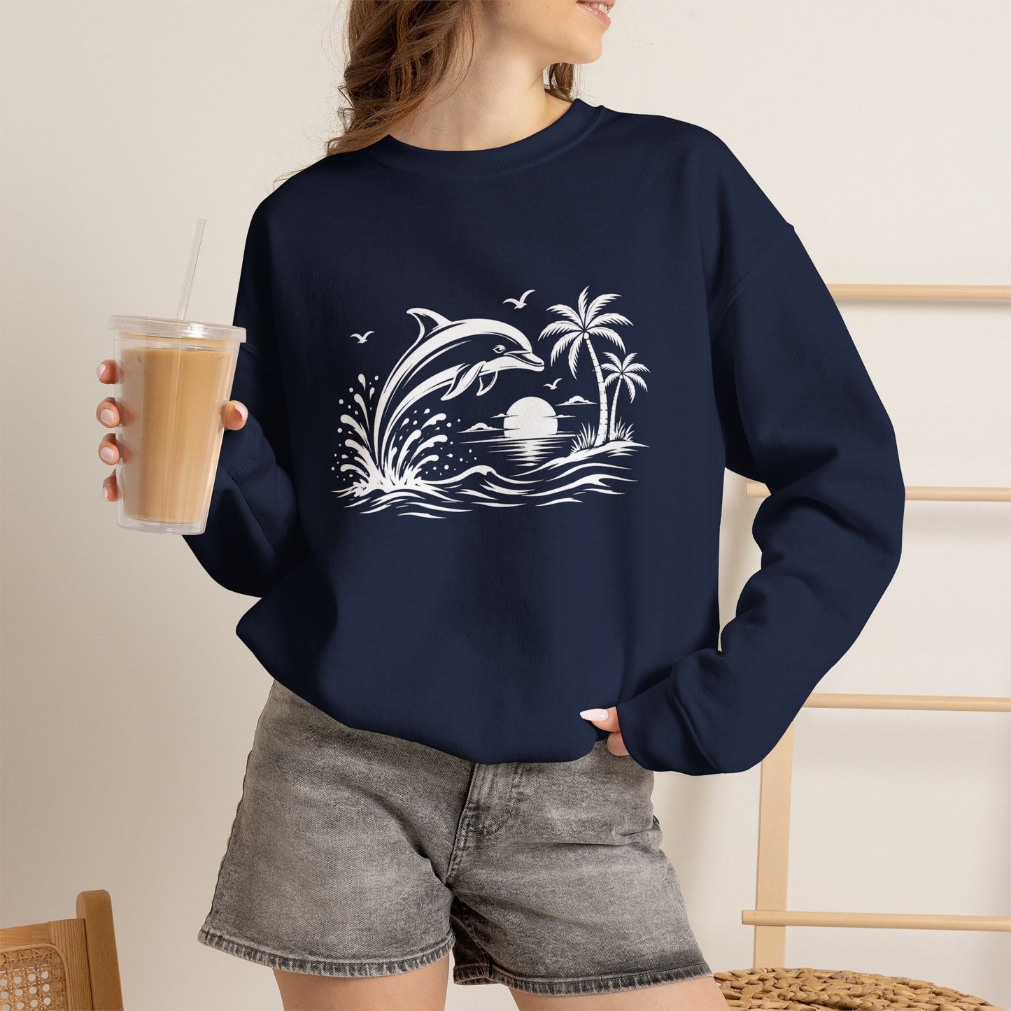 Dolphin Sunset Crewneck Sweatshirt