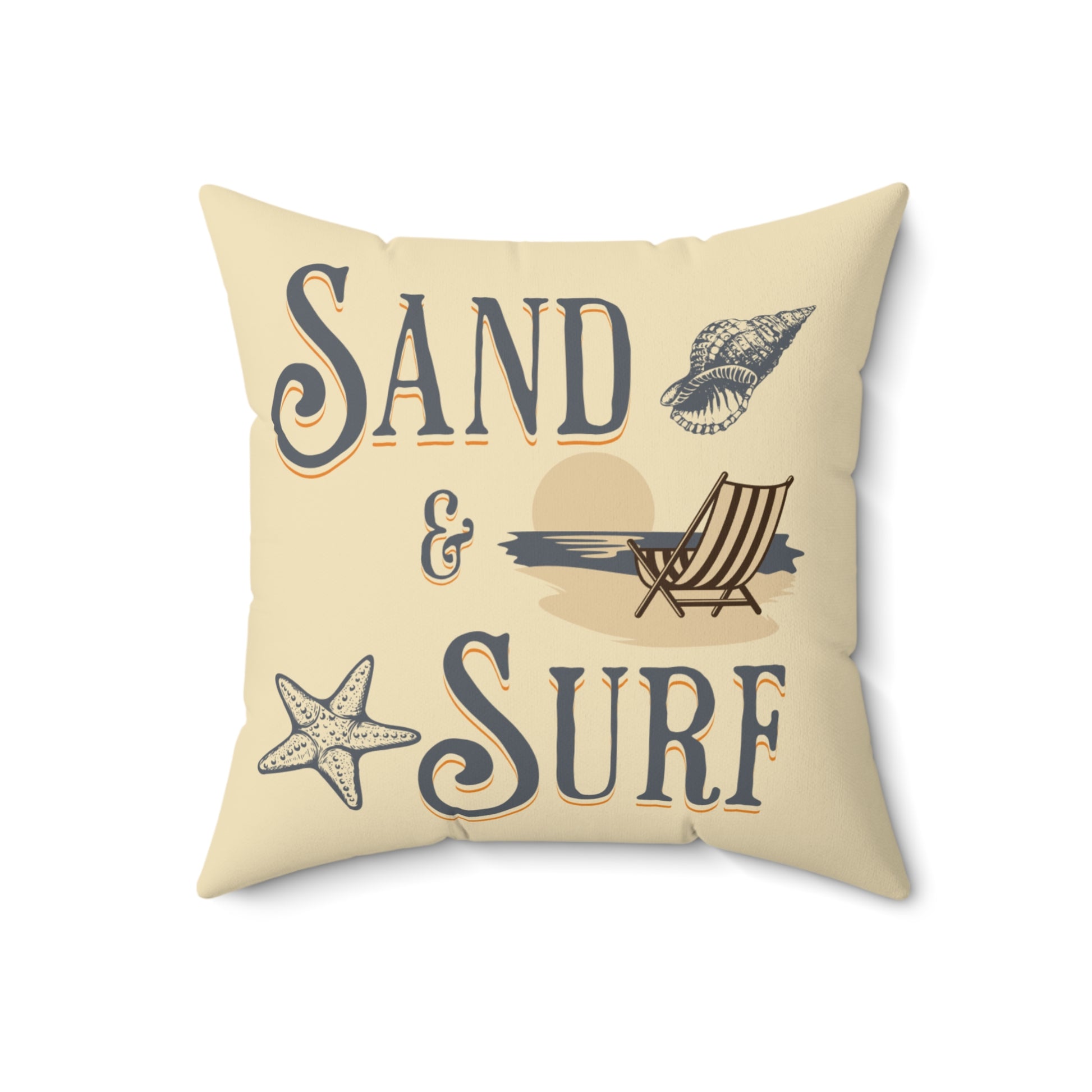 Tan Sand & Surf Spun Polyester Square Pillow