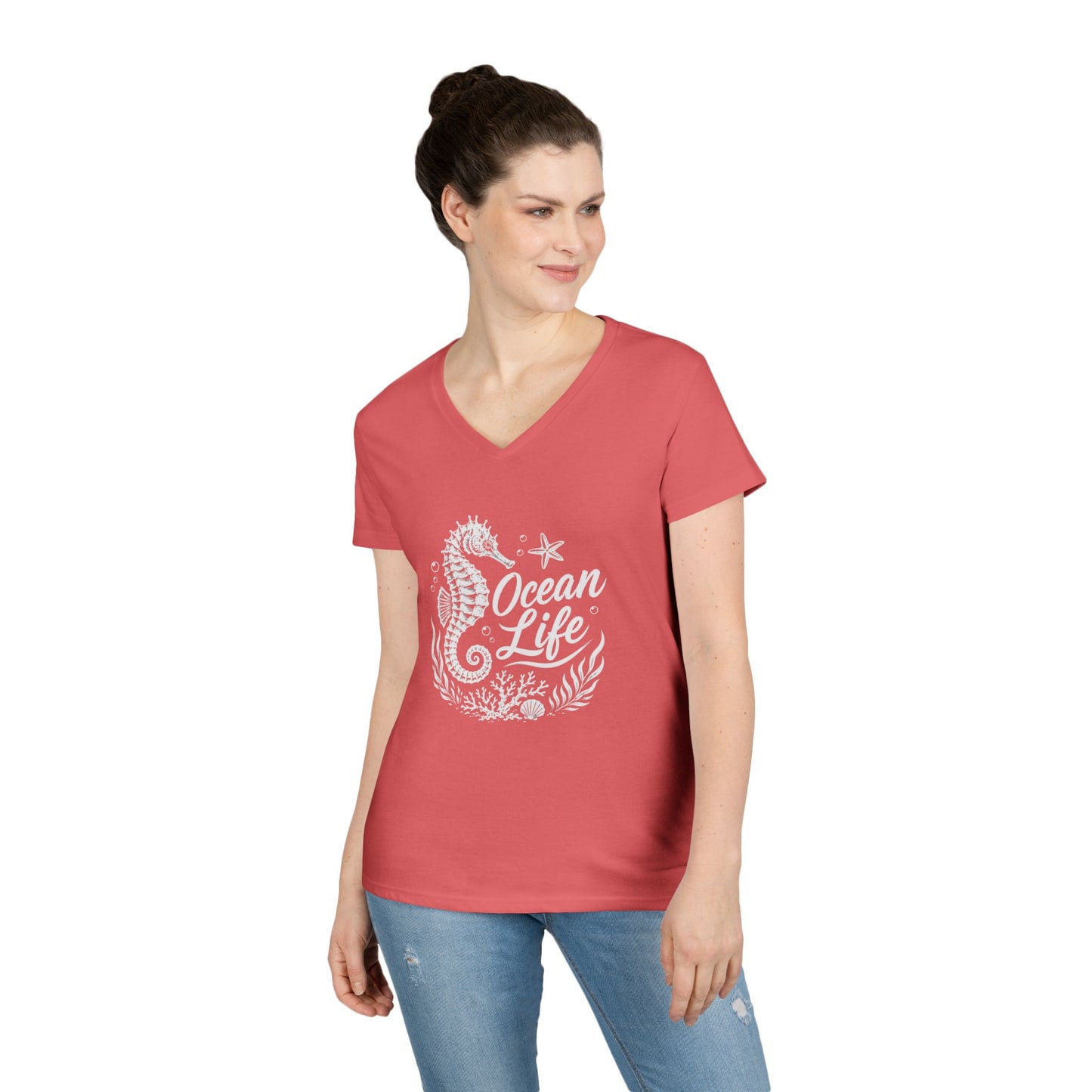 Ocean Life Seahorse V-Neck Tee