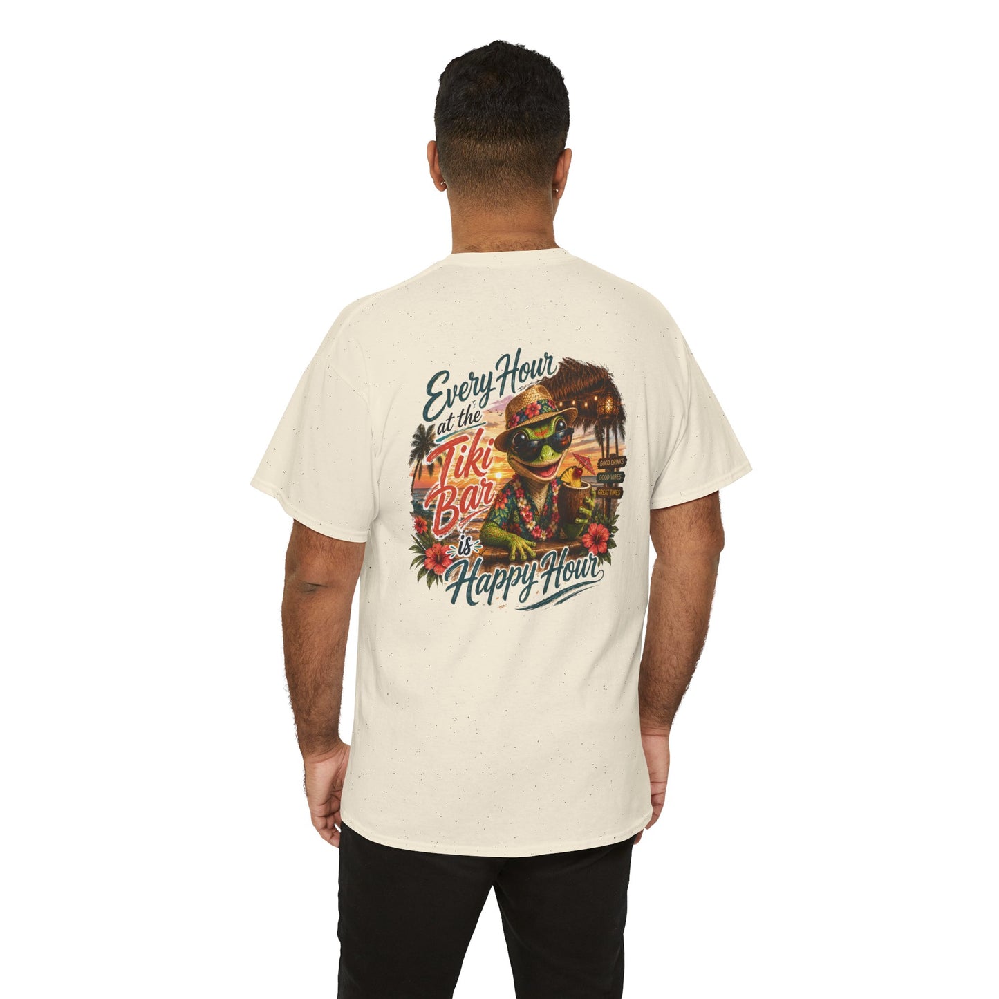 T-Shirt - "Every Hour at the Tiki Bar is Happy Hour" Vintage Tropical Tee