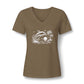 Dolphin Beach Sunset Graphic-Women’s V‑Neck Tee