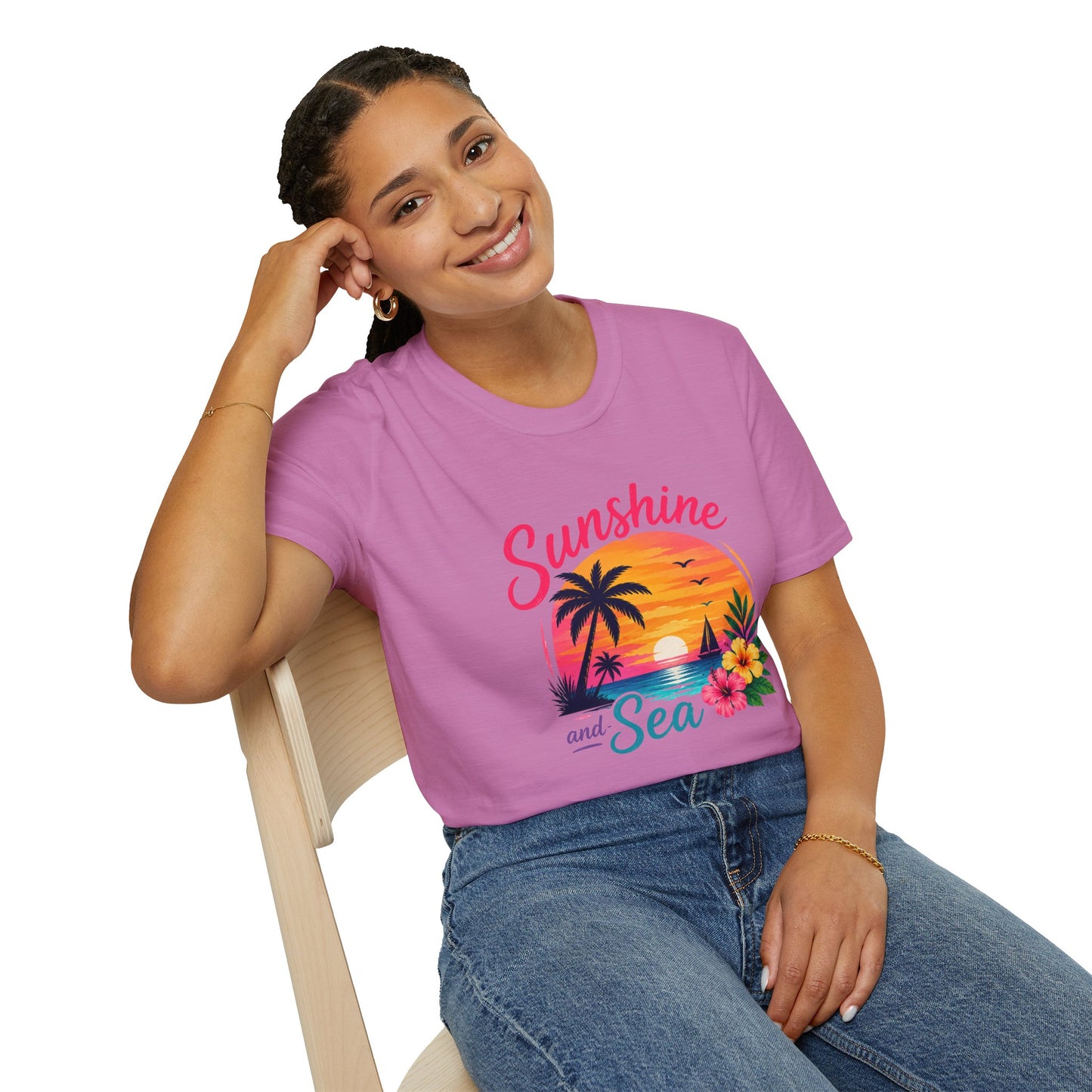 Sunshine and Sea T-Shirt — Tropical Palm Beach Sunset Tee