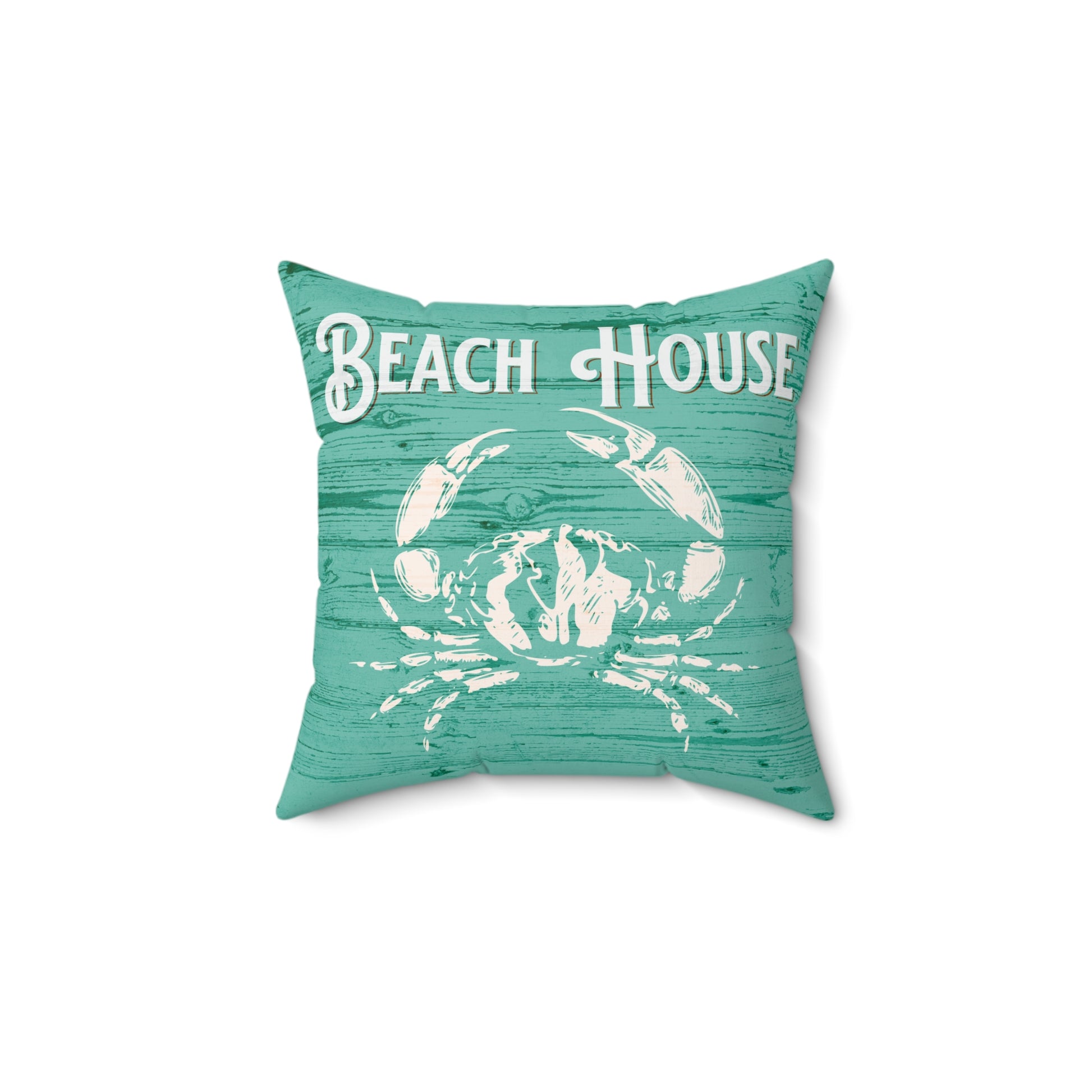 Turquoise Beach House Crab Spun Polyester Square Pillow at Caribbean Rays