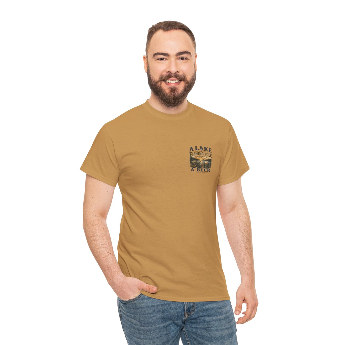 Fishing Tee — "A Lake, A Fishing Pole, A Beer" Graphic Shirt