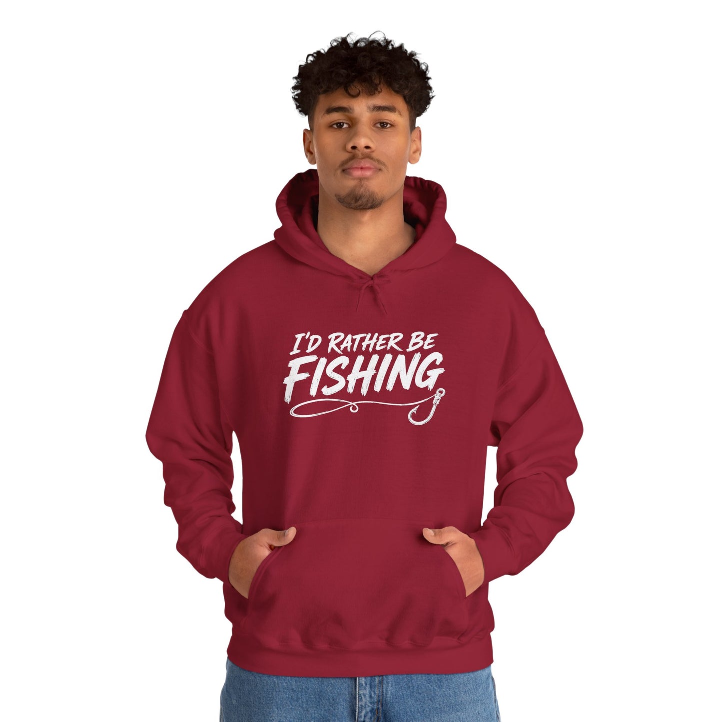 Fishing Hoodie – "I'd Rather Be Fishing" Graphic Pullover for Anglers