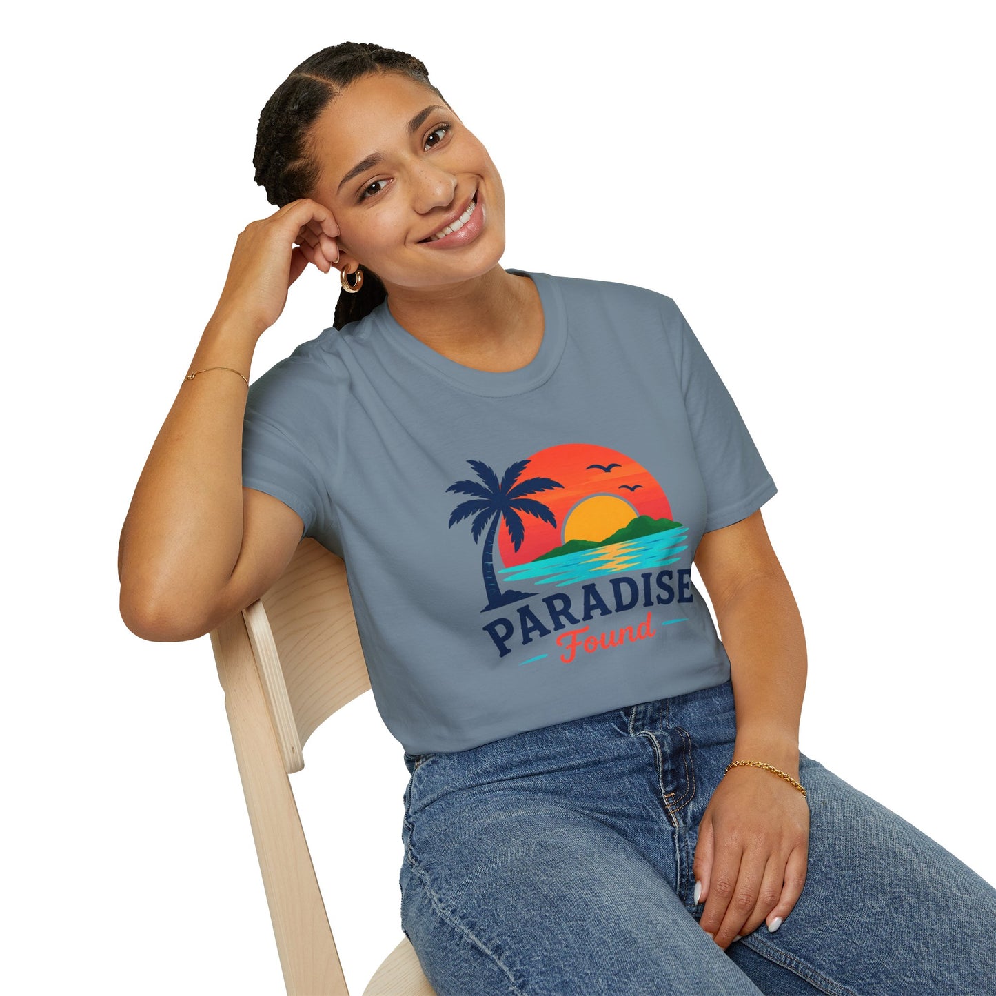 Paradise Found T‑Shirt — Retro Sunset Palm Beach Tee