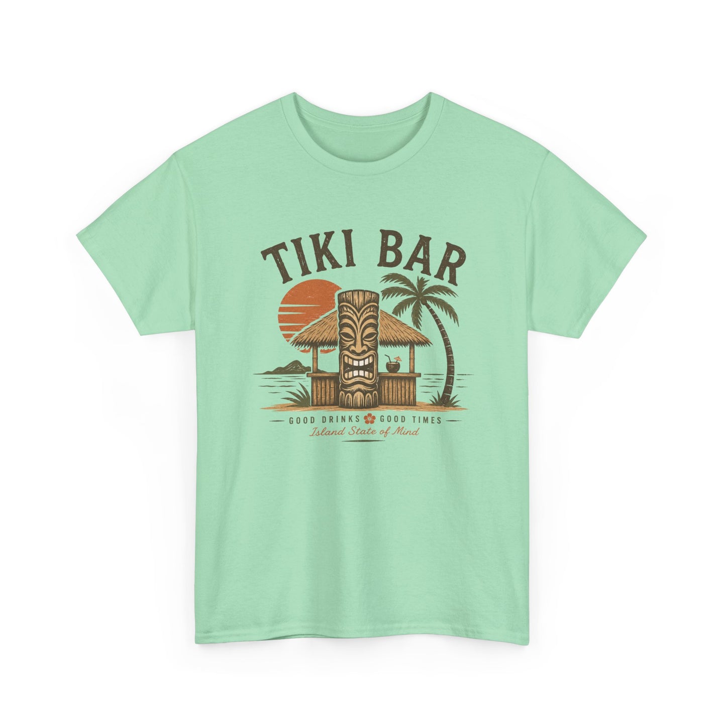 Tiki Bar Vintage Sunset Tee — Tropical Luau Beach Shirt