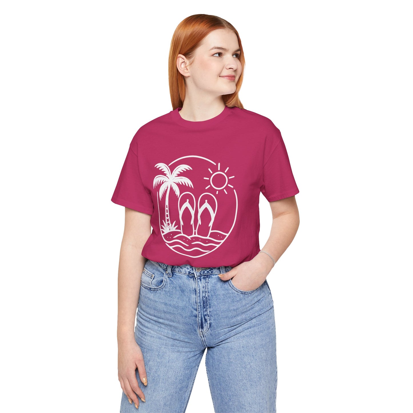 Beach Flip Flop Palm Circle Graphic Tee