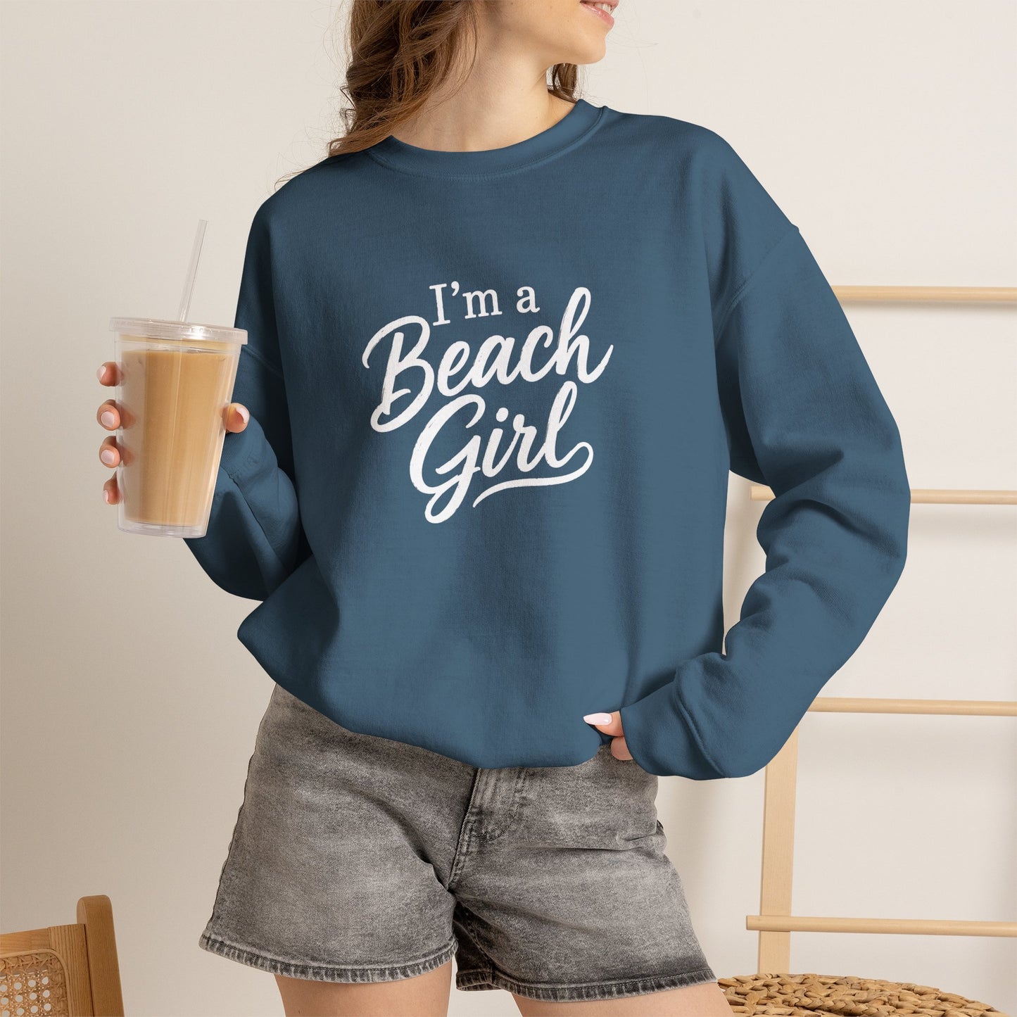 Beach Girl Sweatshirt — "I'm a Beach Girl" Cozy Crewneck