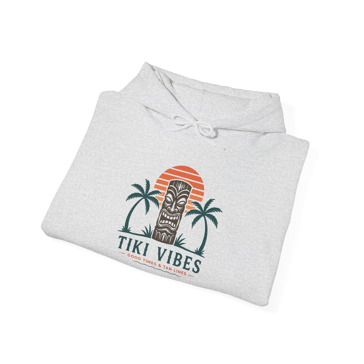 Tiki Vibes Hoodie — Retro Sunset Palm Tree Sweatshirt