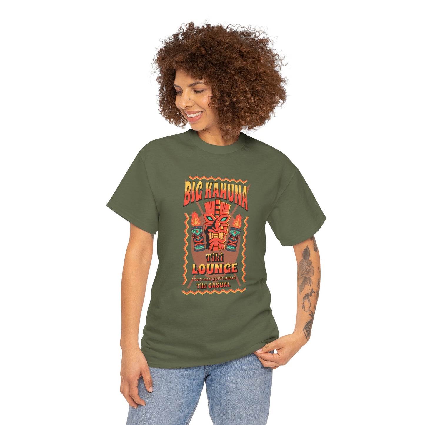 Big Kahuna Tiki Lounge Tee – Heavy Cotton Graphic Unisex T-Shirt