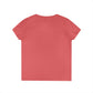 Women's coral pink V-neck short-sleeve T-shirt, plain front