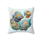 Trio Fish with Coral Left Spun Polyester Square Pillow 