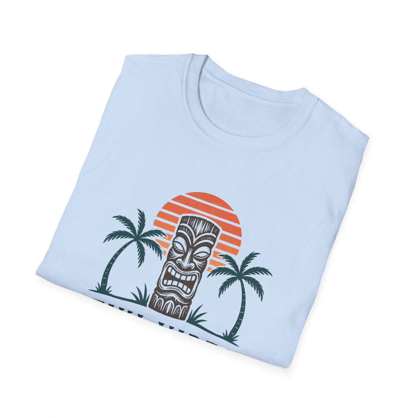 Tiki Vibes Sunset Tee (Palm Trees & Tiki Mask)