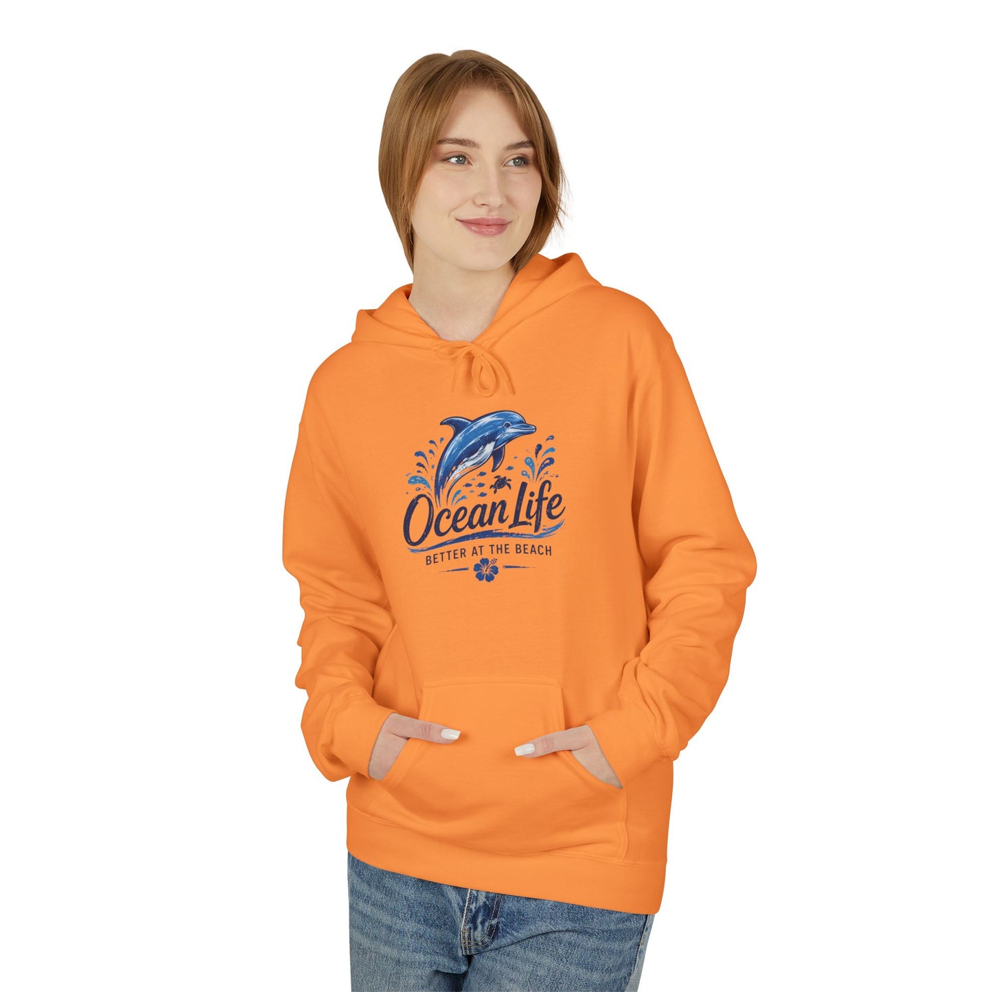 Ocean Life Hoodie - Beach Vibes Dolphin Surf Graphic
