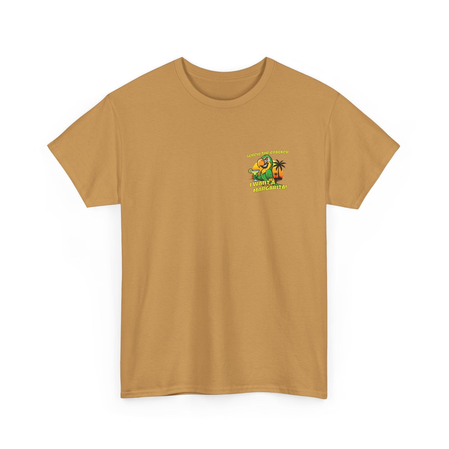 Screw the Cracker I Want a Margarita" T-Shirt Tropical Parrot Cocktail Tee