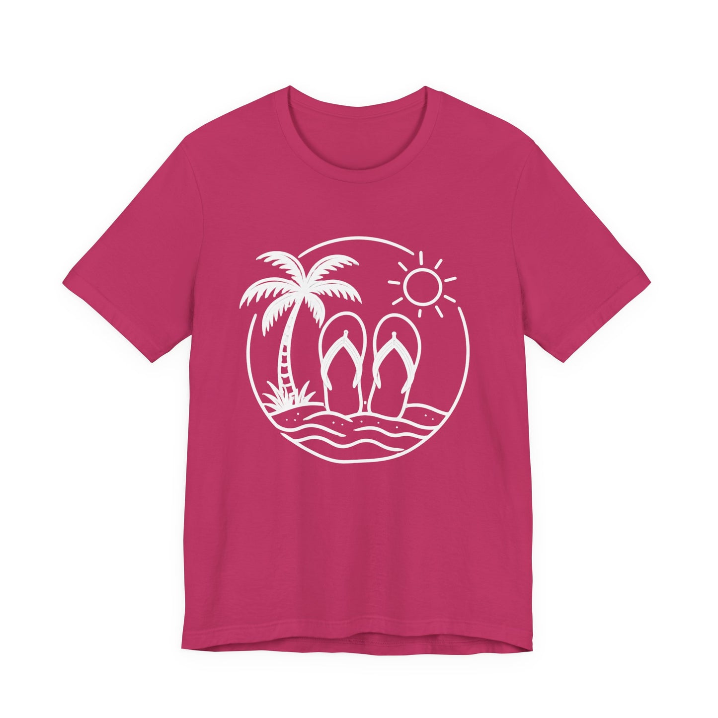 Beach Flip Flop Palm Circle Graphic Tee