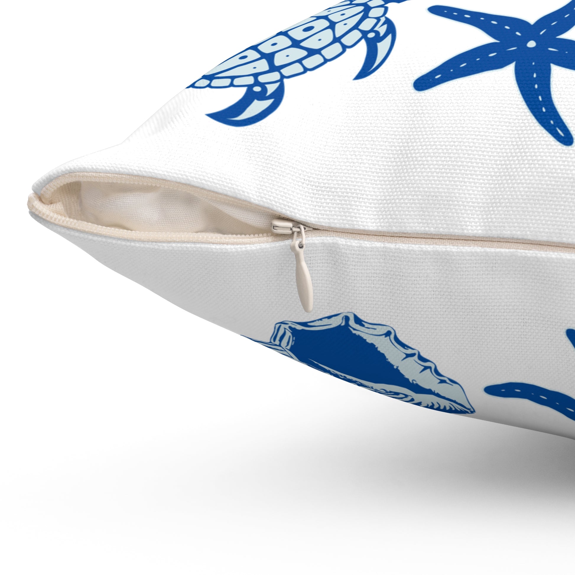 Blue Beach Spun Polyester Square Pillow - Caribbean Rays