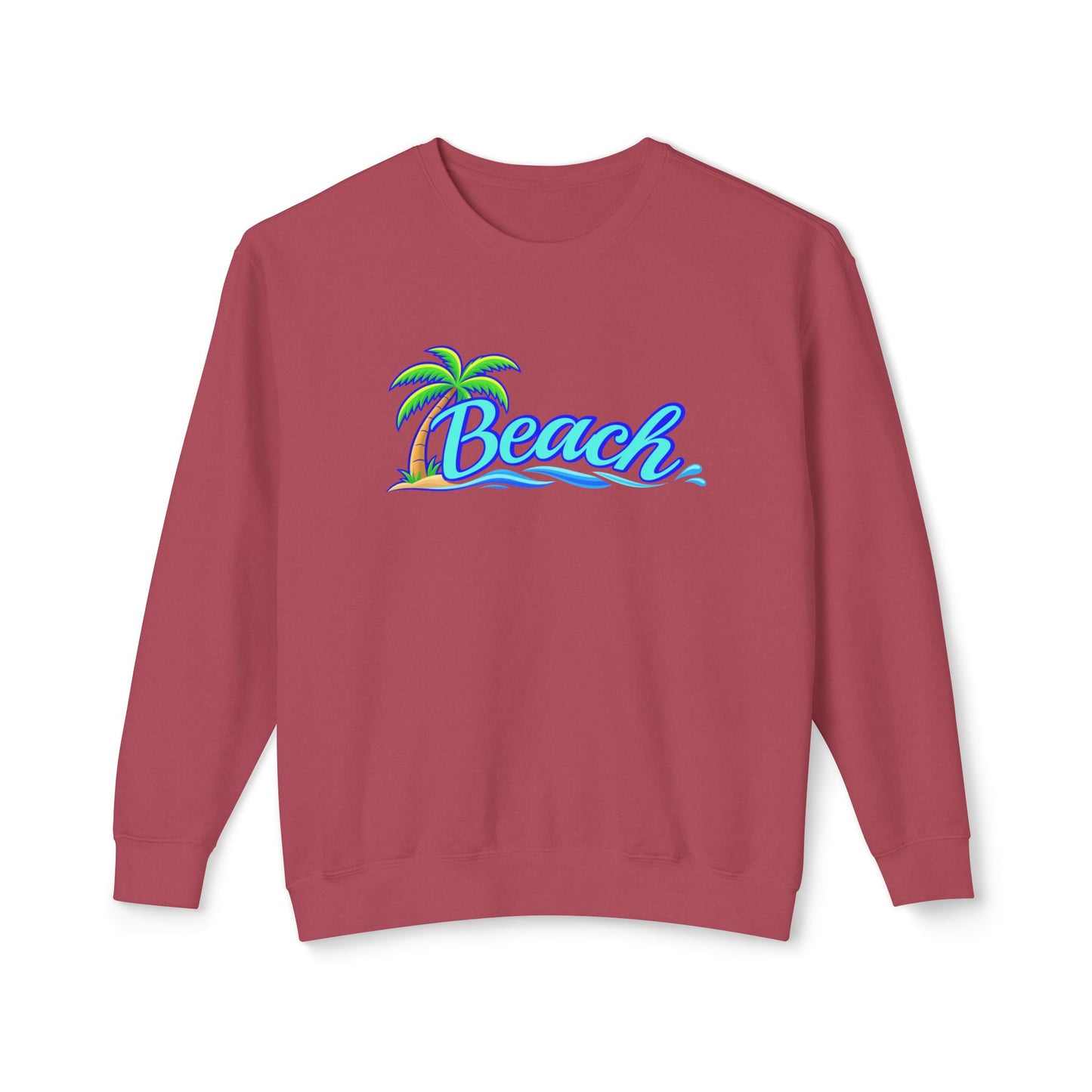 Beach Graphic Crewneck Sweatshirt — Palm Tree Retro Surf Vibe
