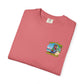 T-Shirt — "Living in Paradise and Loving It" Tropical Parrot Beach Tee