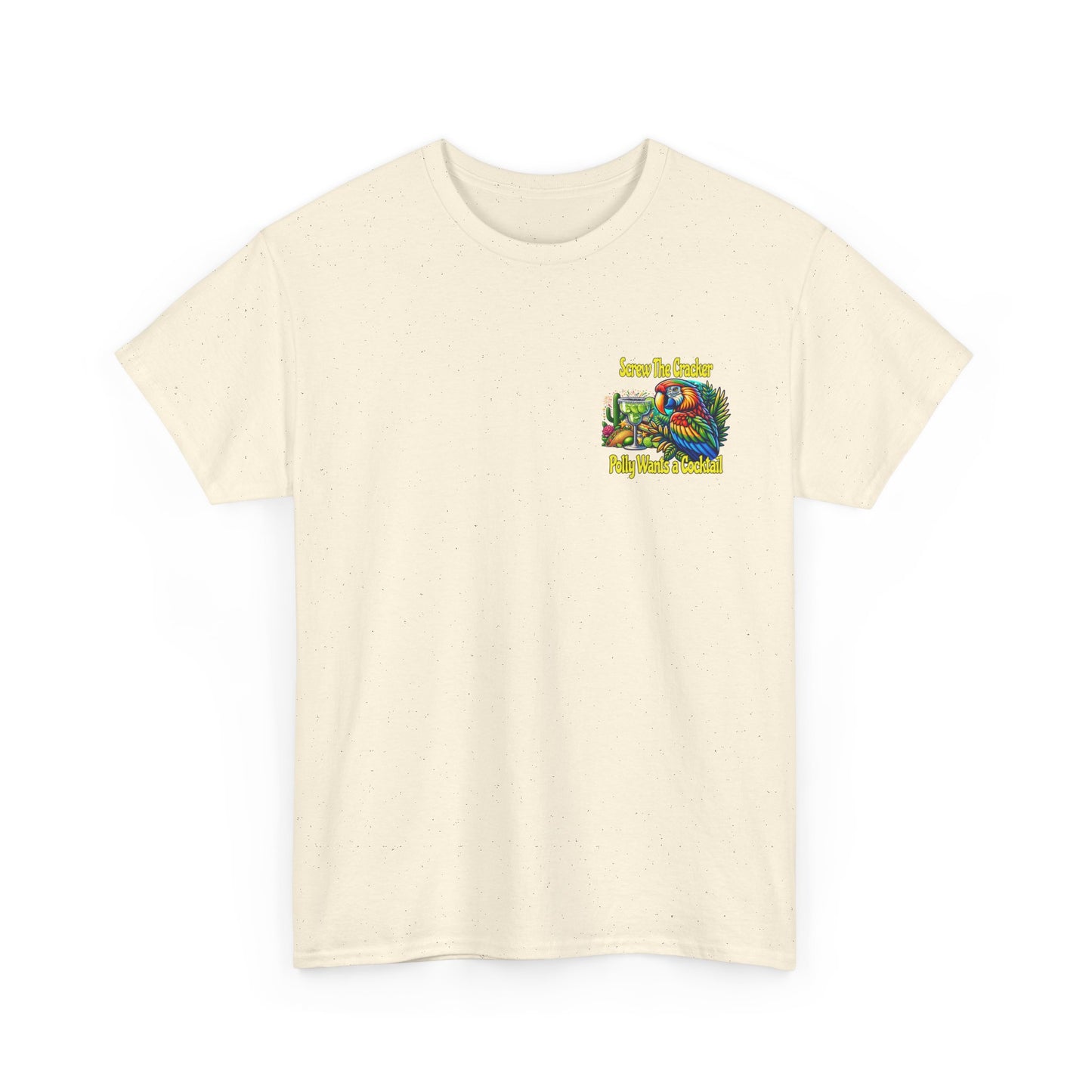 Cocktail Parrot Tee - Fun Retro Style, Unisex  Heavy Cotton T-Shirt,