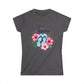 Gray t-shirt with floral and flip-flop design on a white background