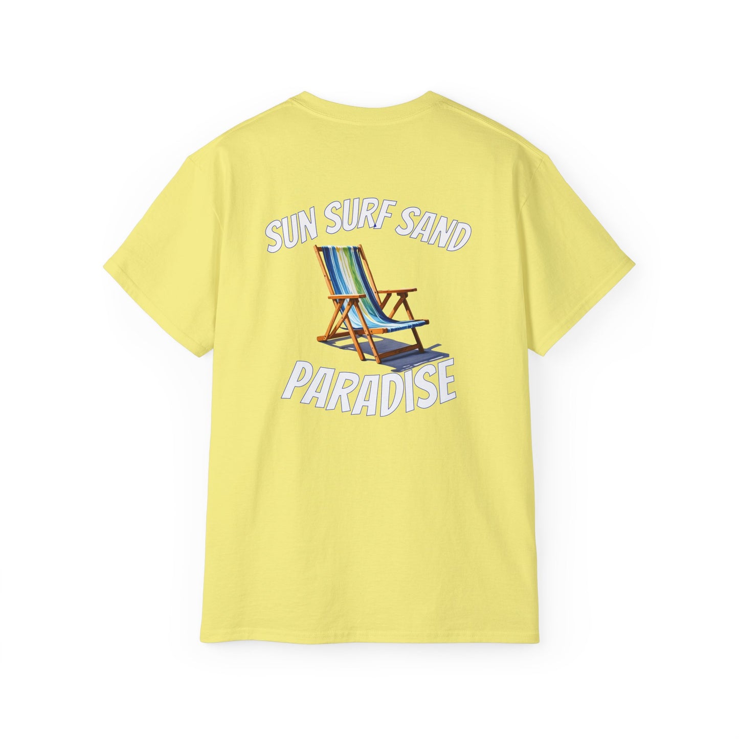 Tiki Beach Collection Sun Surf Sand Paradise Unisex Ultra Cotton Tee - Caribbean Rays