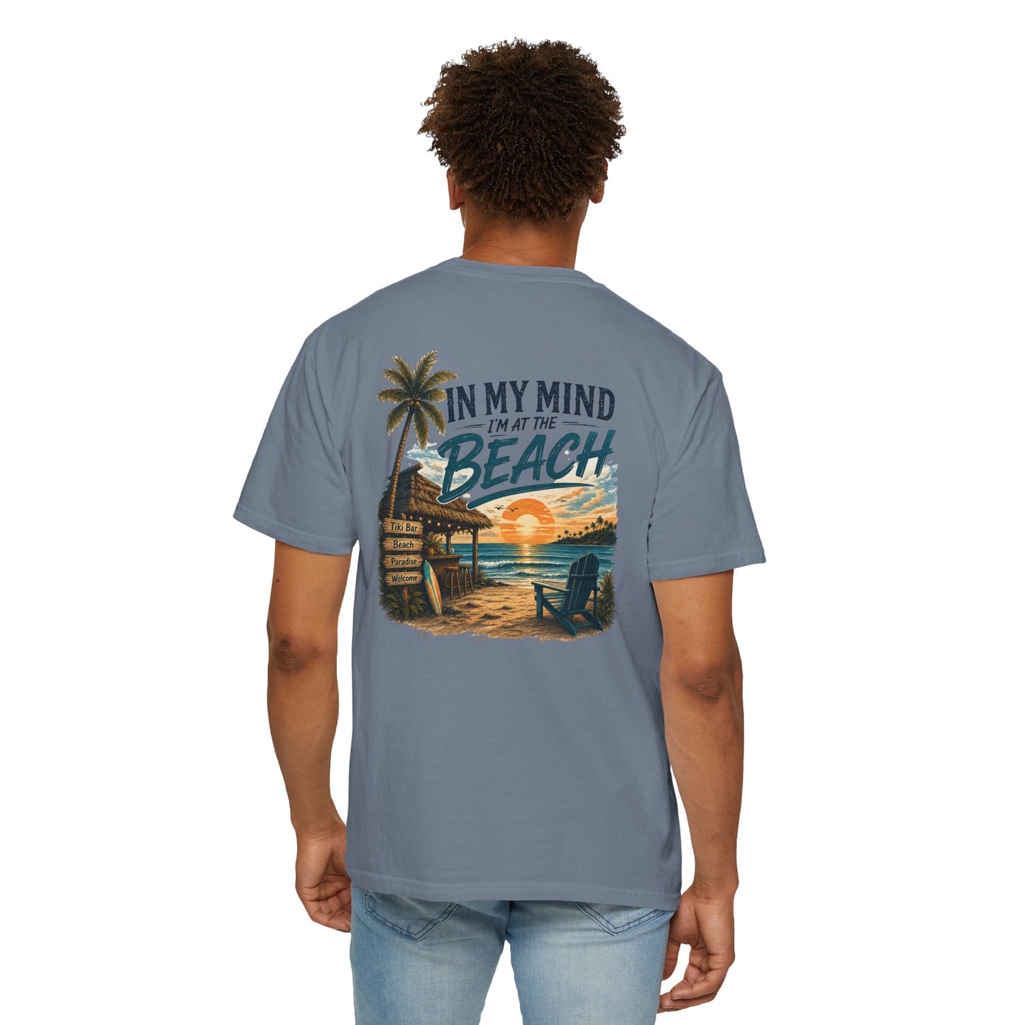Beach Sunset T-Shirt — "In My Mind I'm at the Beach" Vintage Coastal Tee