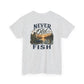 T-Shirt — "Never Too Old to Fish" Fishing Tee (Sunset Lake Design)