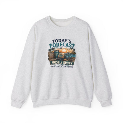 Crewneck Sweatshirt — "Today's Forecast: Mostly Drunk with a Chance of Fishing" Vintage Fishing Crewneck