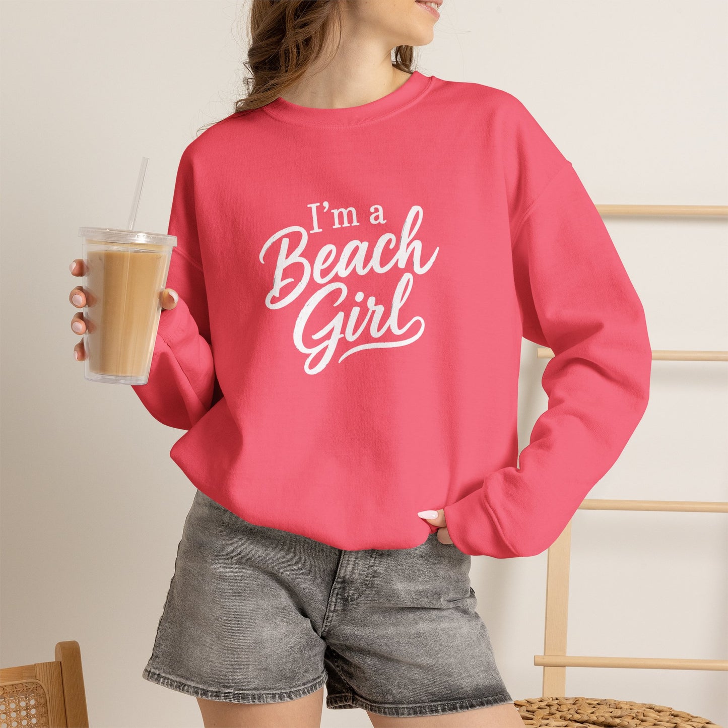 Beach Girl Sweatshirt — "I'm a Beach Girl" Cozy Crewneck