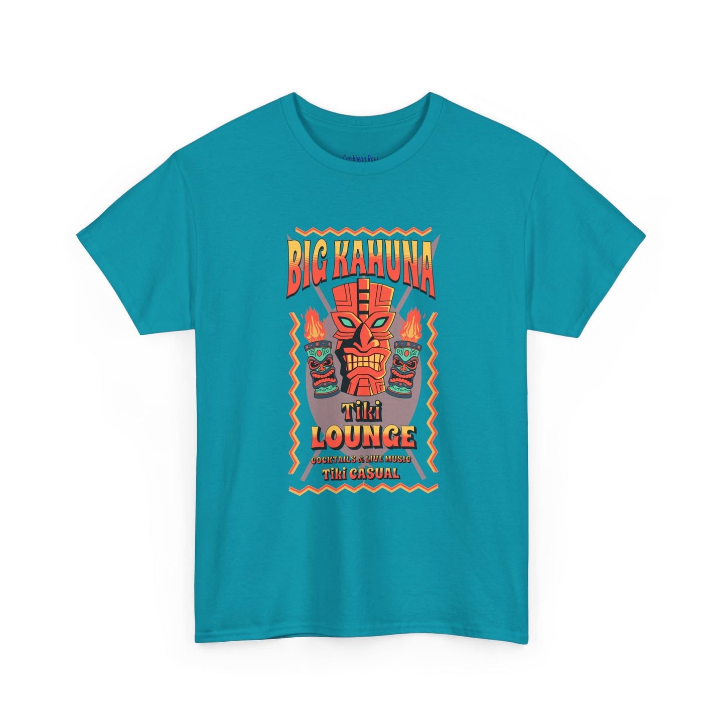 Big Kahuna Tiki Lounge Tee – Heavy Cotton Graphic Unisex T-Shirt - Caribbean Rays