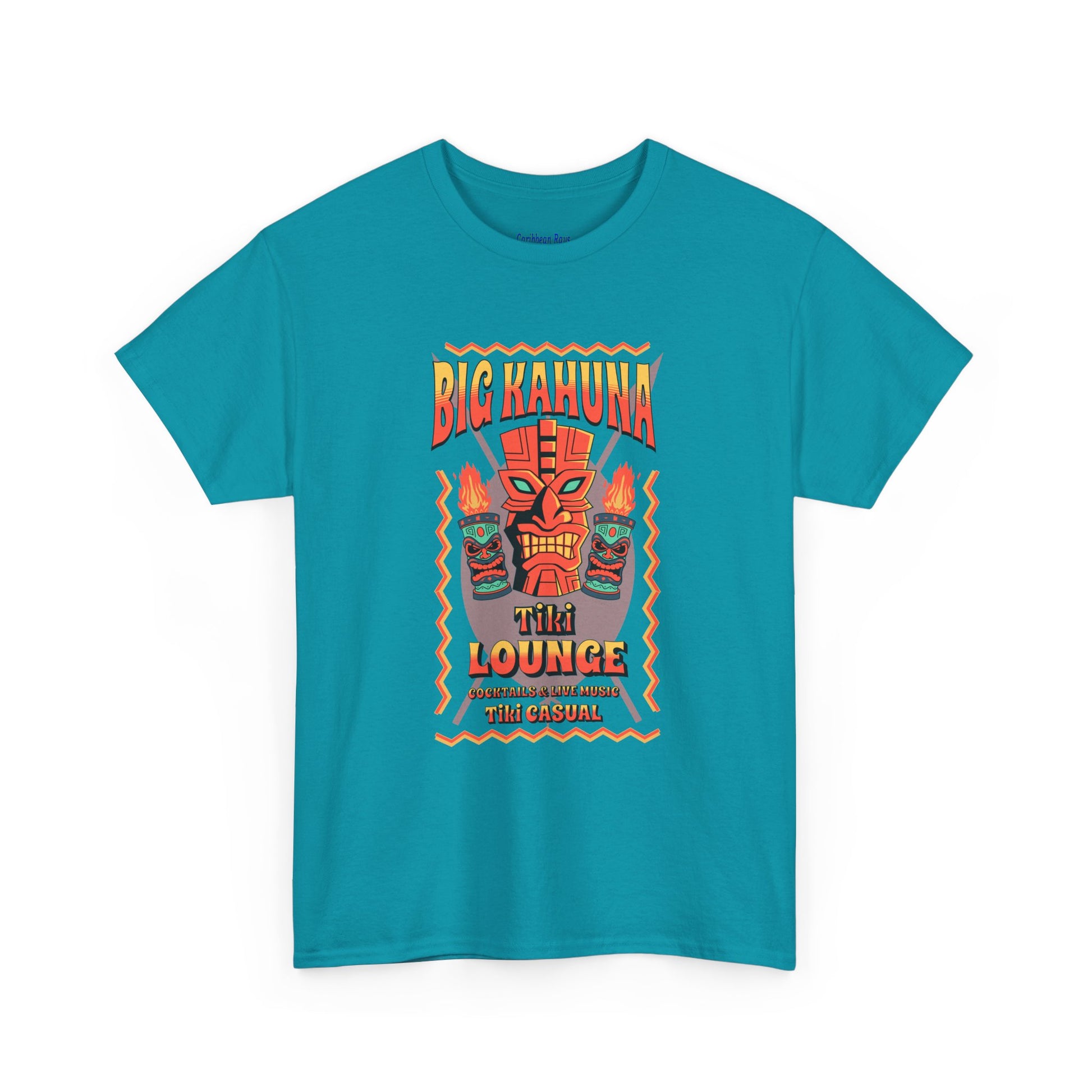 Big Kahuna Tiki Lounge Tee – Heavy Cotton Graphic Unisex T-Shirt - Caribbean Rays