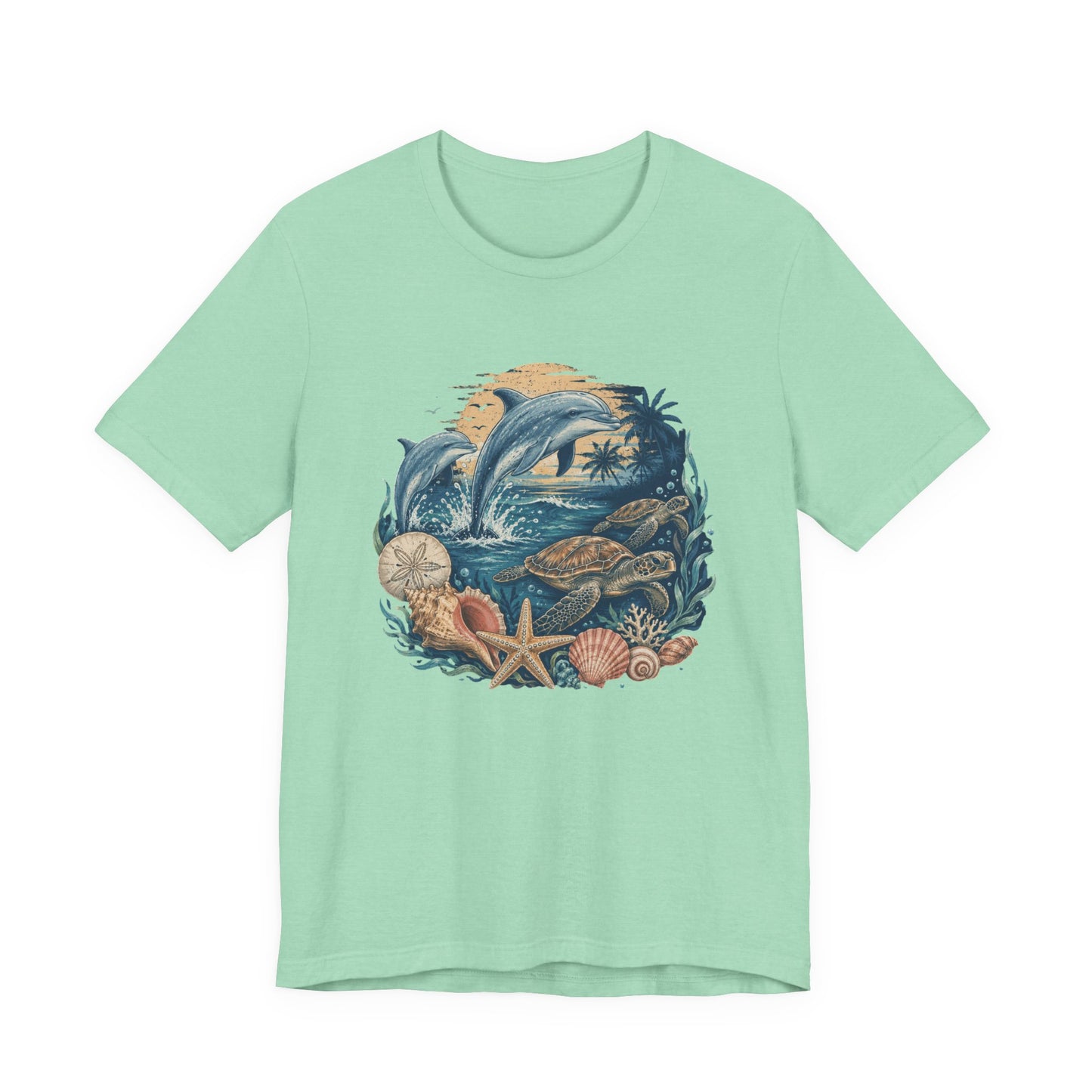Ocean Life Tee — Vintage Dolphin & Seashell Beach Shirt