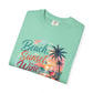 Beach Sunset Wine T-Shirt — "Beach, Sunset, Wine, Perfect Day" Tropical Graphic Tee