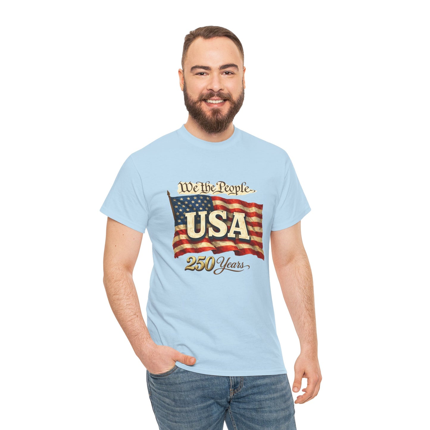 USA 250 Years Vintage Flag T-Shirt — "We the People" Patriotic Tee