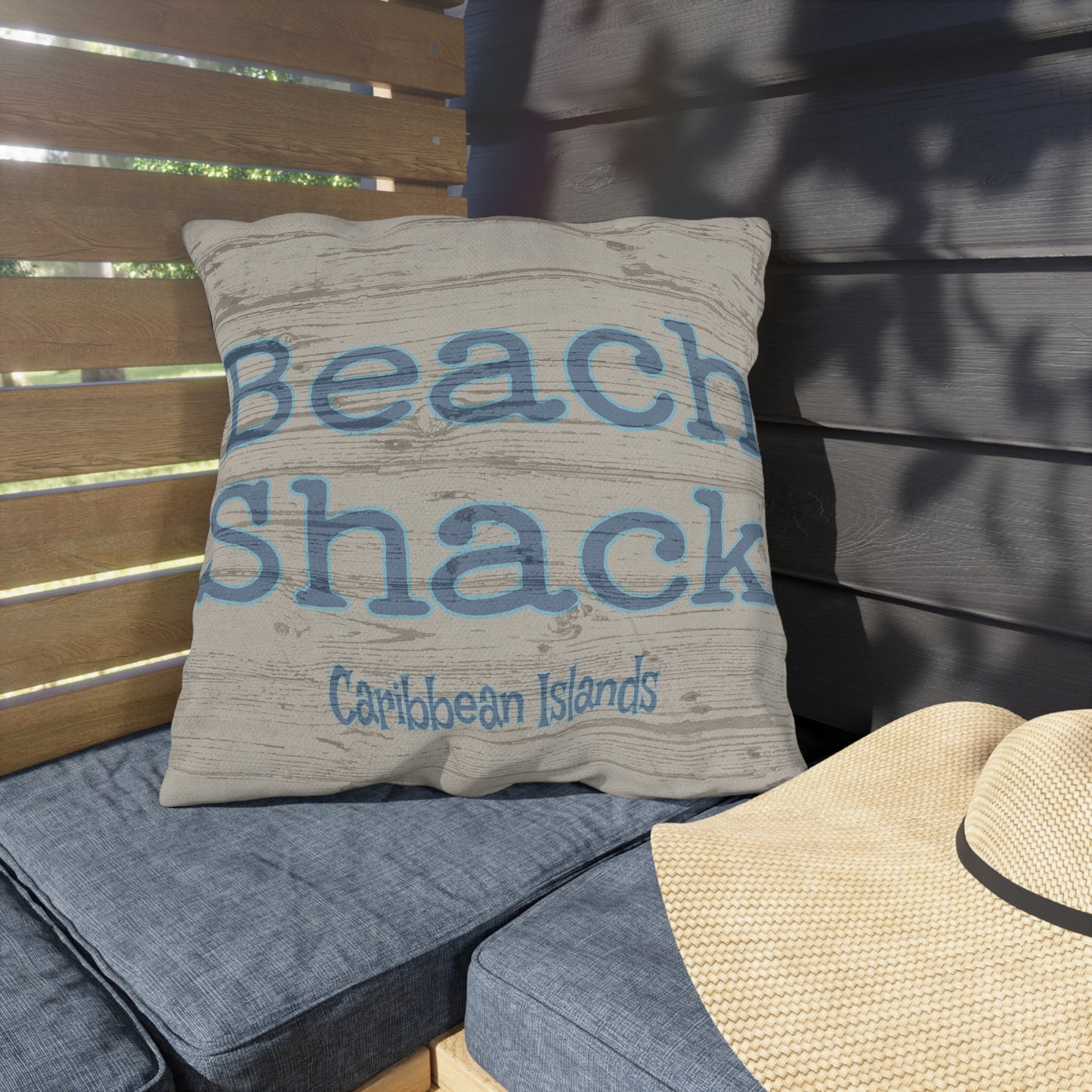Beach Shack Outdoor Pillow – Caribbean Islands Coastal Accent Cushion