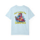 Light blue t-shirt with a parrot graphic and 'Just Living the Island Life' text on a white background