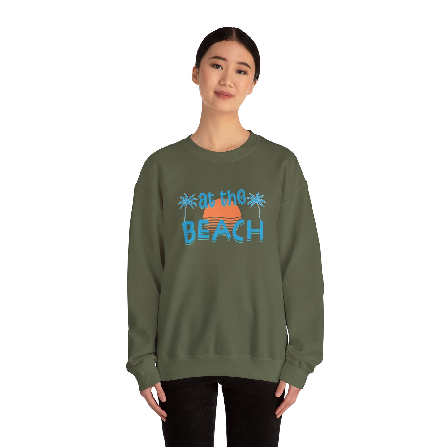 At the Beach Unisex Crewneck Sweatshirt - Summer Vibes, Casual Comfort