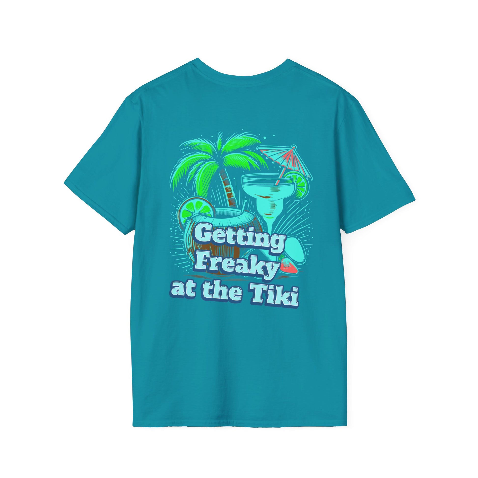 Getting Freaky at the Tiki Unisex Softstyle T-Shirt at Caribbean Rays