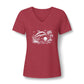 Dolphin Beach Sunset Graphic-Women’s V‑Neck Tee