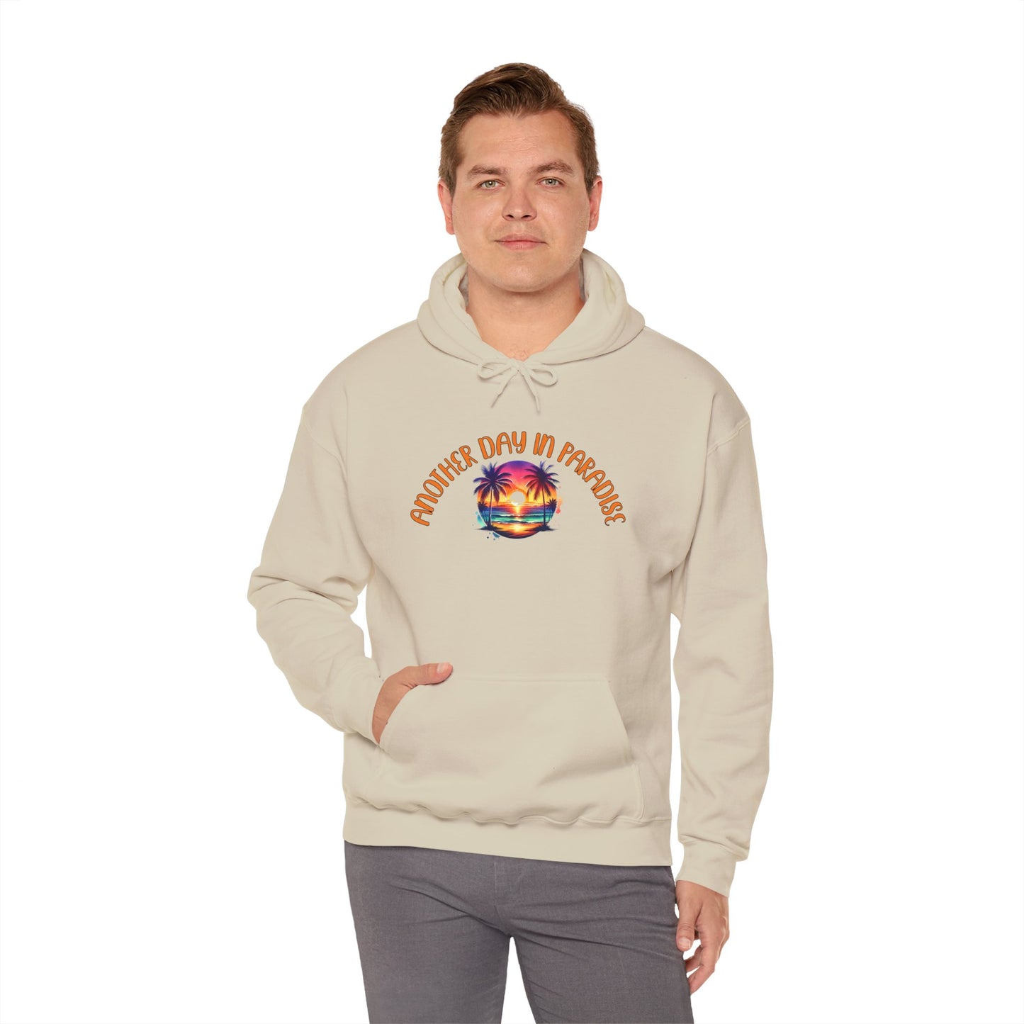 'Another Day in Paradise' Unisex Hoodie - Relaxed Tropical Vibe Sweatshirt