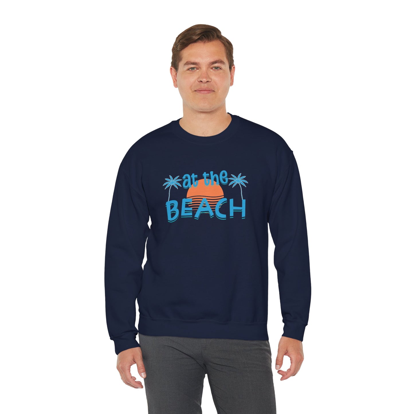 At the Beach Unisex Crewneck Sweatshirt - Summer Vibes, Casual Comfort